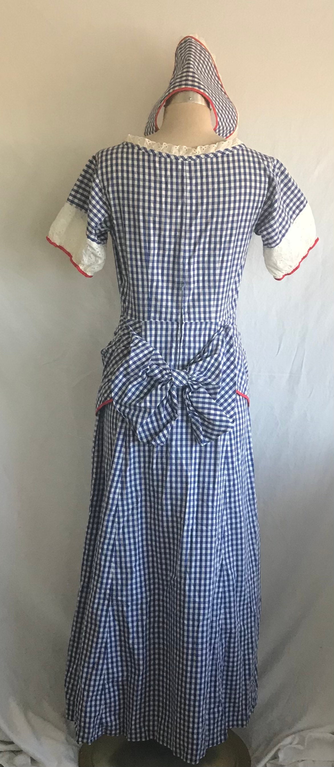 1940s Does 1880s Blue and White Cotton Gingham Peplum Bow | Etsy