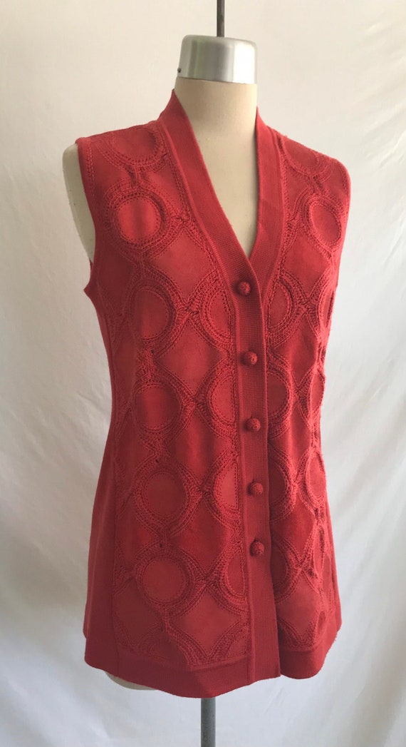 1960s Boho Patchwork Suede Leather Vest: Crochet … - image 1