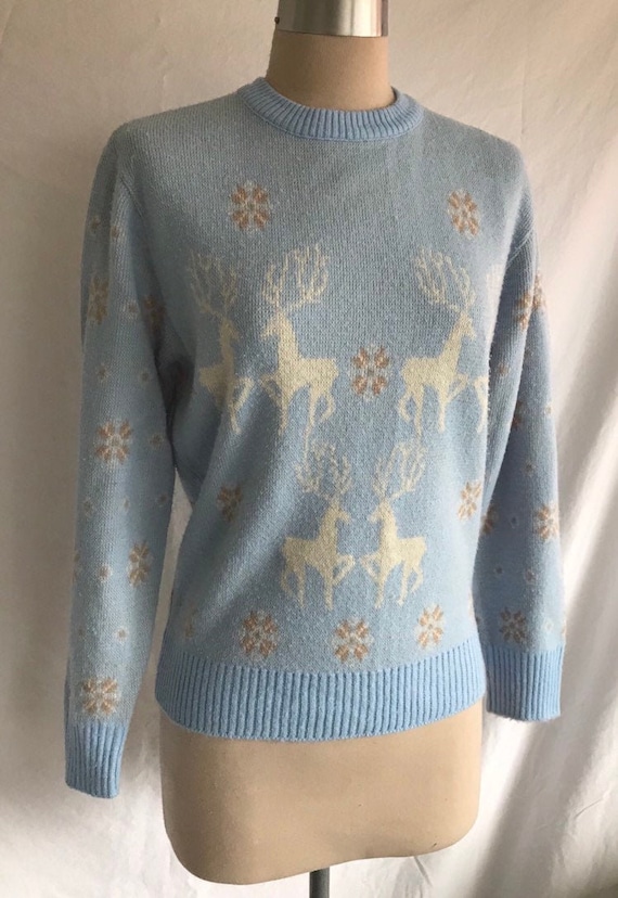 1970s Does 1940s Catalina Style Reindeer Snowflake