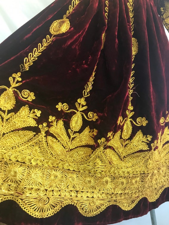 1970s Ornate Embroidered Velvet Dress - Boho Velv… - image 8