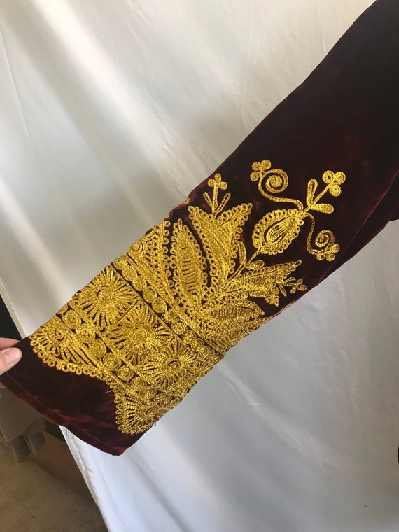 1970s Ornate Embroidered Velvet Dress - Boho Velv… - image 6