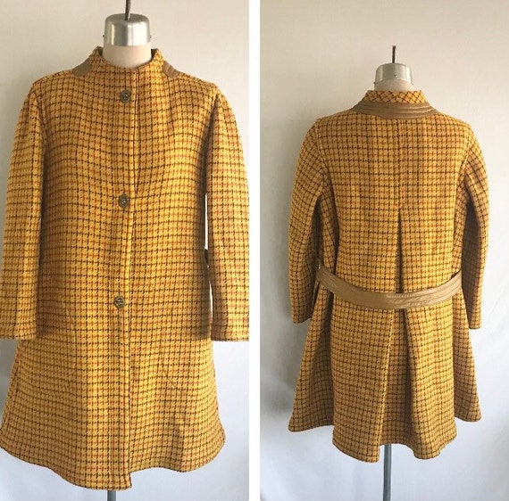 1960s BONNIE CASHIN Mod Plaid Coat with Toggles -… - image 1