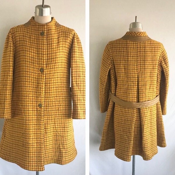 1960s BONNIE CASHIN Mod Plaid Coat with Toggles - SILLS and Co - Designer Coat - Wool Coat - Space Age Coat - Neusteter's Boutique - Size M