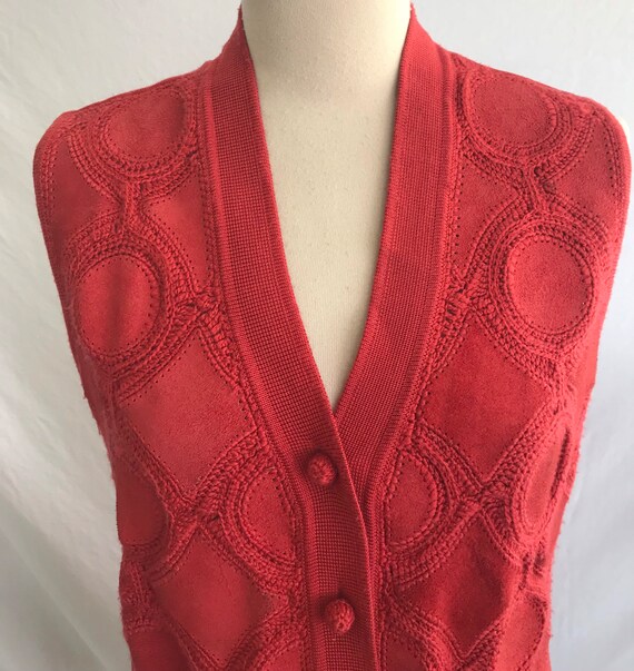 1960s Boho Patchwork Suede Leather Vest: Crochet … - image 5