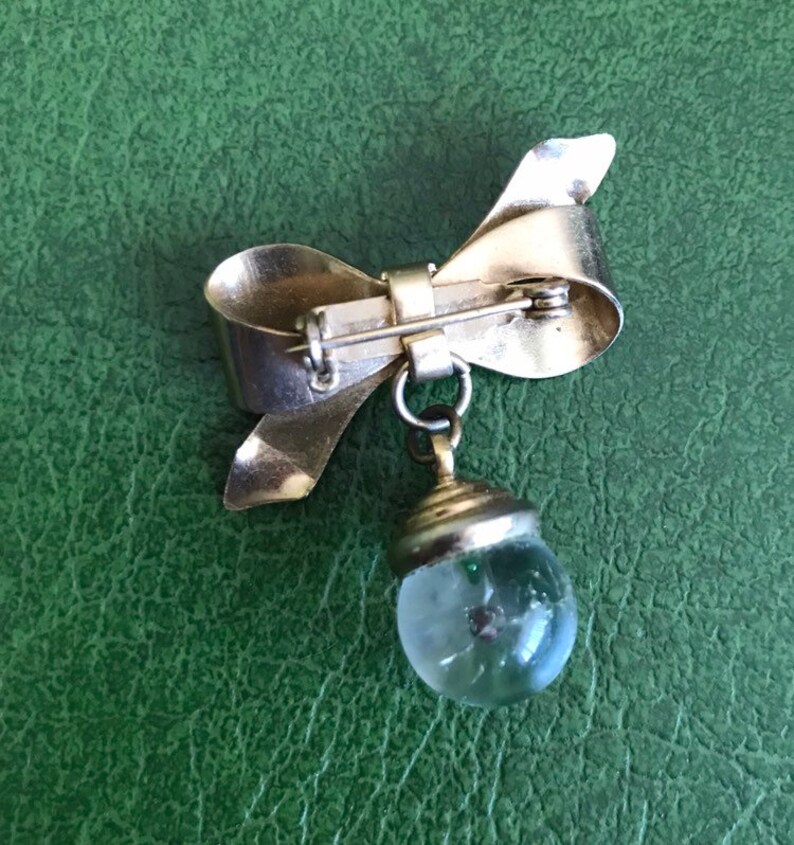 1940s Mustard Seed Glass Ball Gold Dangle Brooch Good Luck Etsy