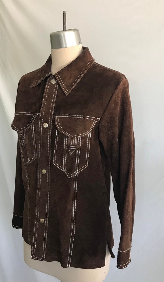 1970s MOD Dark Chocolate Genuine Suede Jacket - S… - image 2