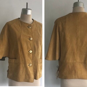 1960s Honey Suede Capelet Coat 60s Suede Coat Mod Suede Coat Space Age Jacket Boho Coat Cape Coat image 1