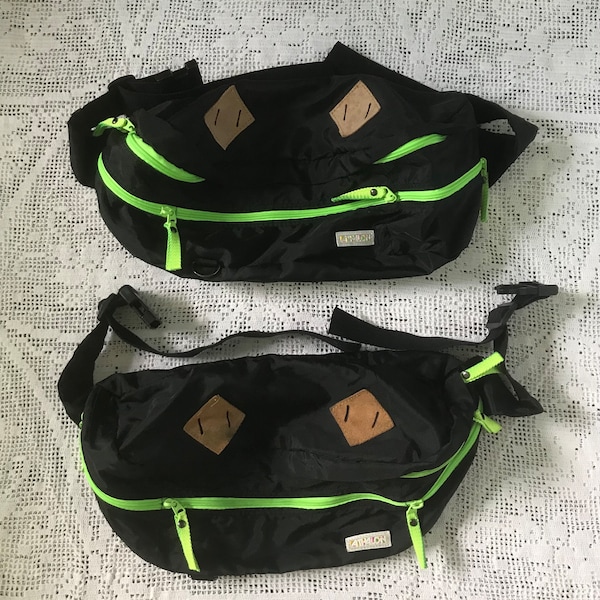 1990s ATHALON Canvas NEON Outdoor Fanny Pack with Pockets - Large Fanny Pack - Hiking Pack - Camping Pack - Zippered Fanny Pack - Streetwear