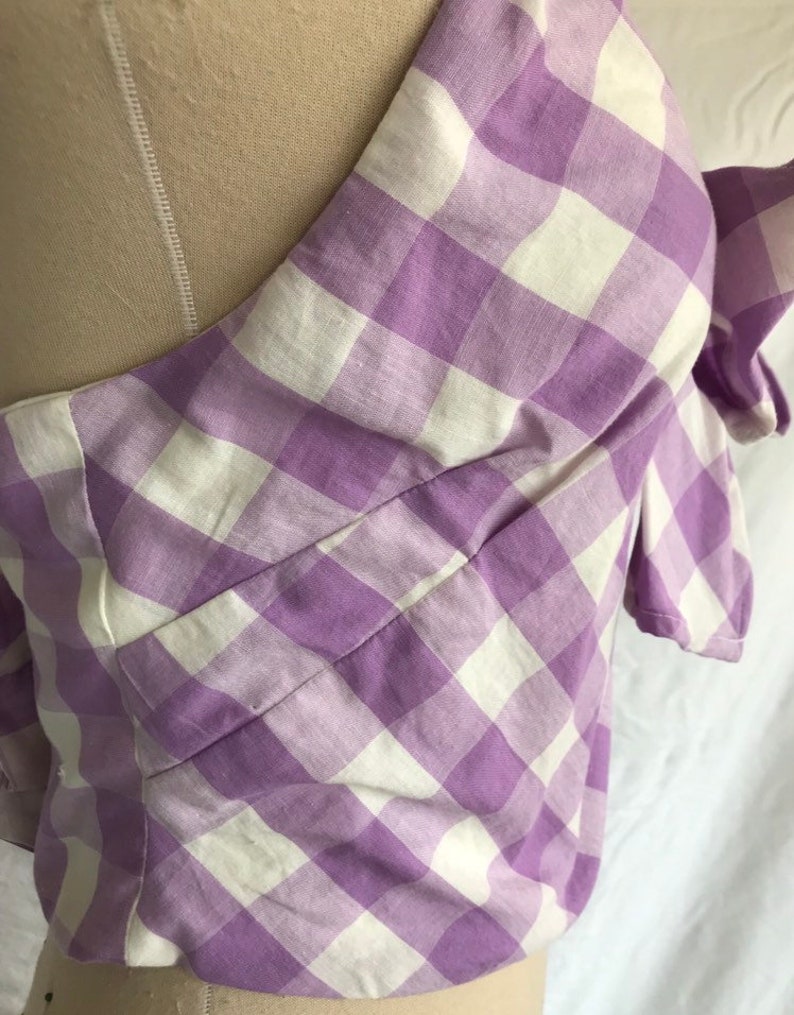 1940/'s Giant Gingham Cotton Repro Halter Top with Bow