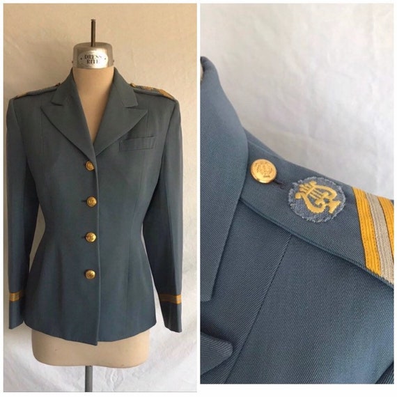 1940s Blue Wool Twill Gabardine Military Look Musicians