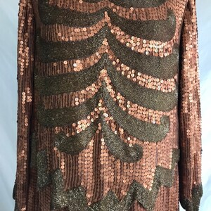 1970s Does 1920s Heavily Beaded and Sequined Art Deco Flapper Style Party Dress image 3