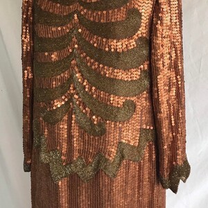 1970s Does 1920s Heavily Beaded and Sequined Art Deco Flapper Style Party Dress image 2