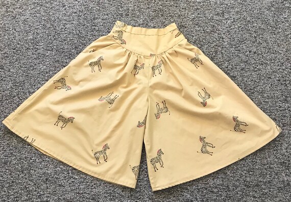 1970s Zebra Novelty Printed Wide Leg High Waisted