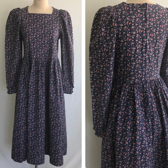 1980s LAURA ASHLEY Cotton Calico Dress with Pocke… - image 1