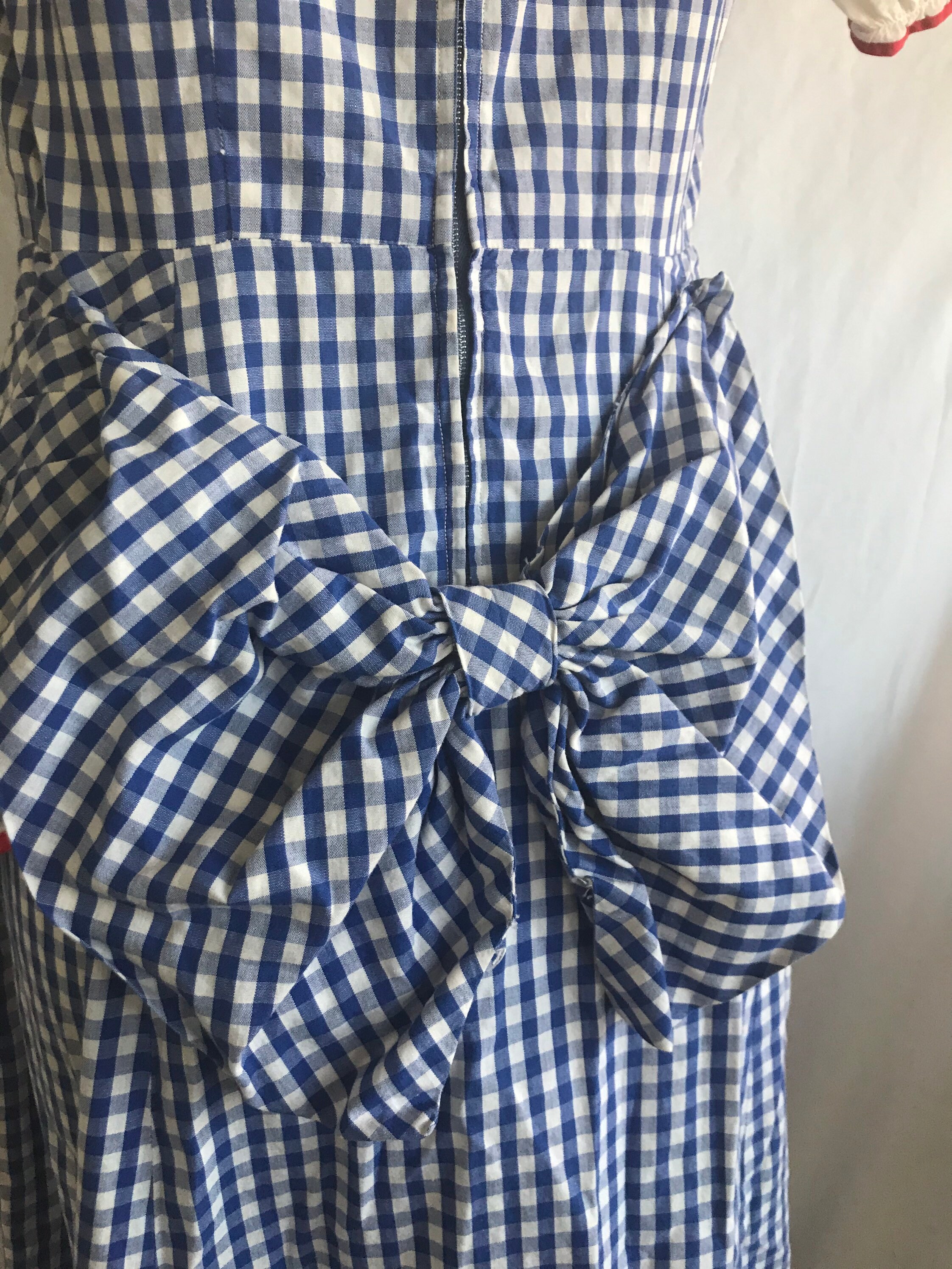 1940s Does 1880s Blue and White Cotton Gingham Peplum Bow | Etsy