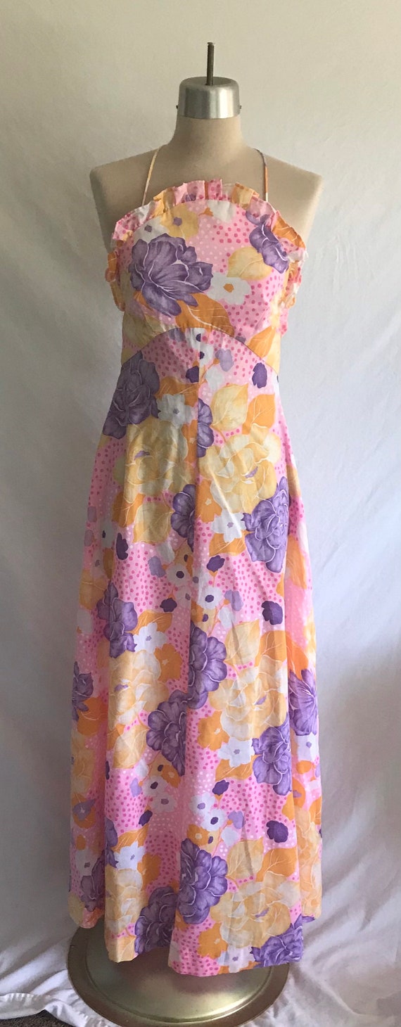 1970s Floral Maxi Dress - Sundress - Backless Dre… - image 2