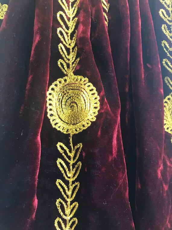 1970s Ornate Embroidered Velvet Dress - Boho Velv… - image 7