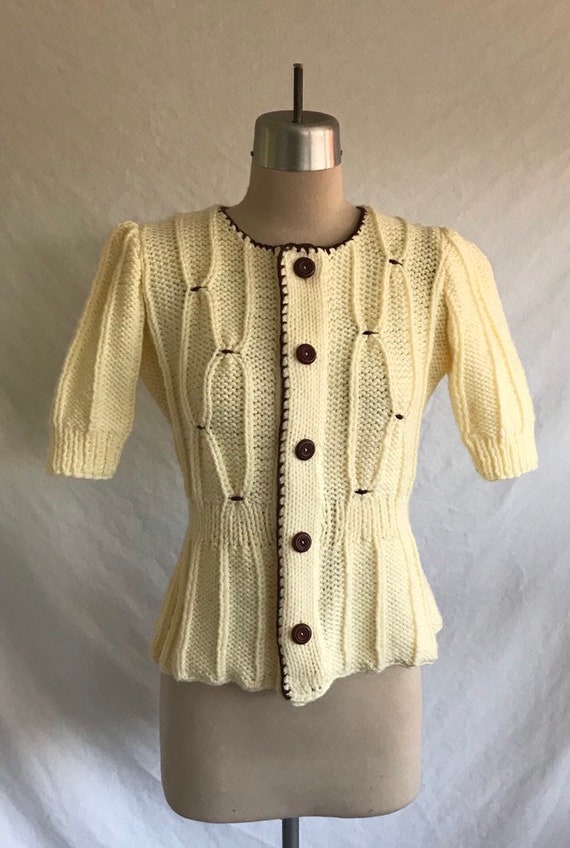 1940s Hand Knit Repro Tyrolean Style Peplum Puff Sleeve - Etsy