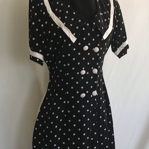 1980s Does 1940s Nautical Romper by Byer Too - 1940s Play Suit - Polka Dot - Sailor Style Romper - Black and White Romper - 80s Nostalgia