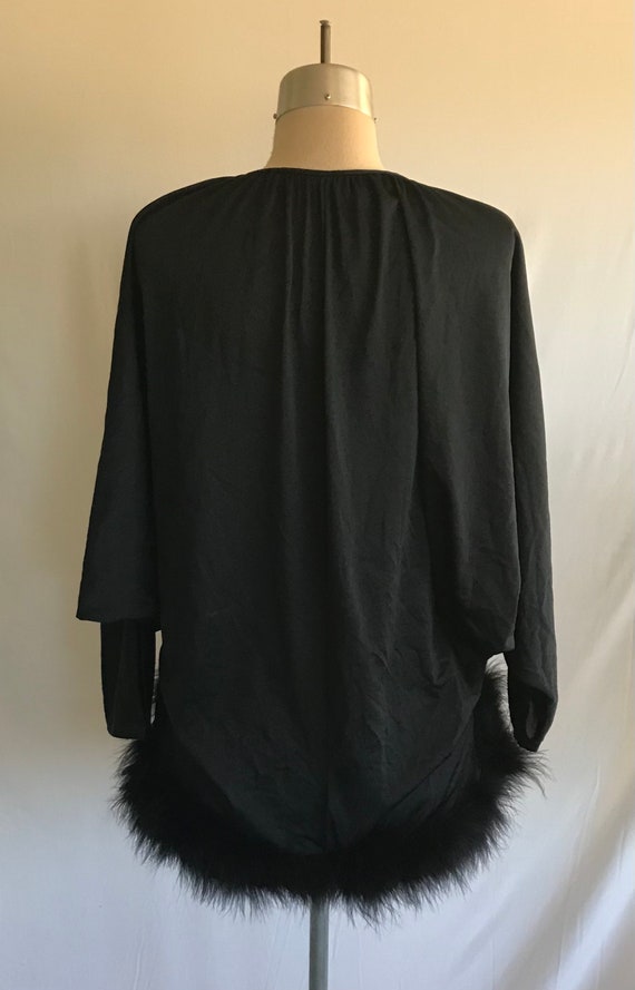 1960s BATWING Sleeve Robe - Marabou Feather Robe … - image 8