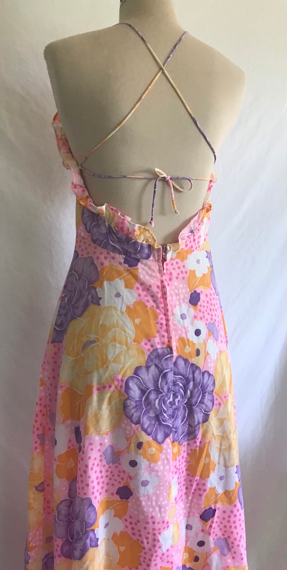 1970s Floral Maxi Dress - Sundress - Backless Dre… - image 6