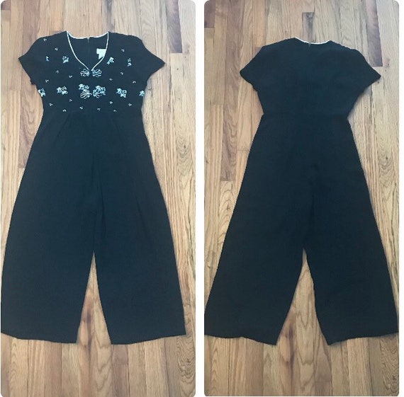 1990s Asian Inspired Wide Leg Jumpsuit 1930's Beac