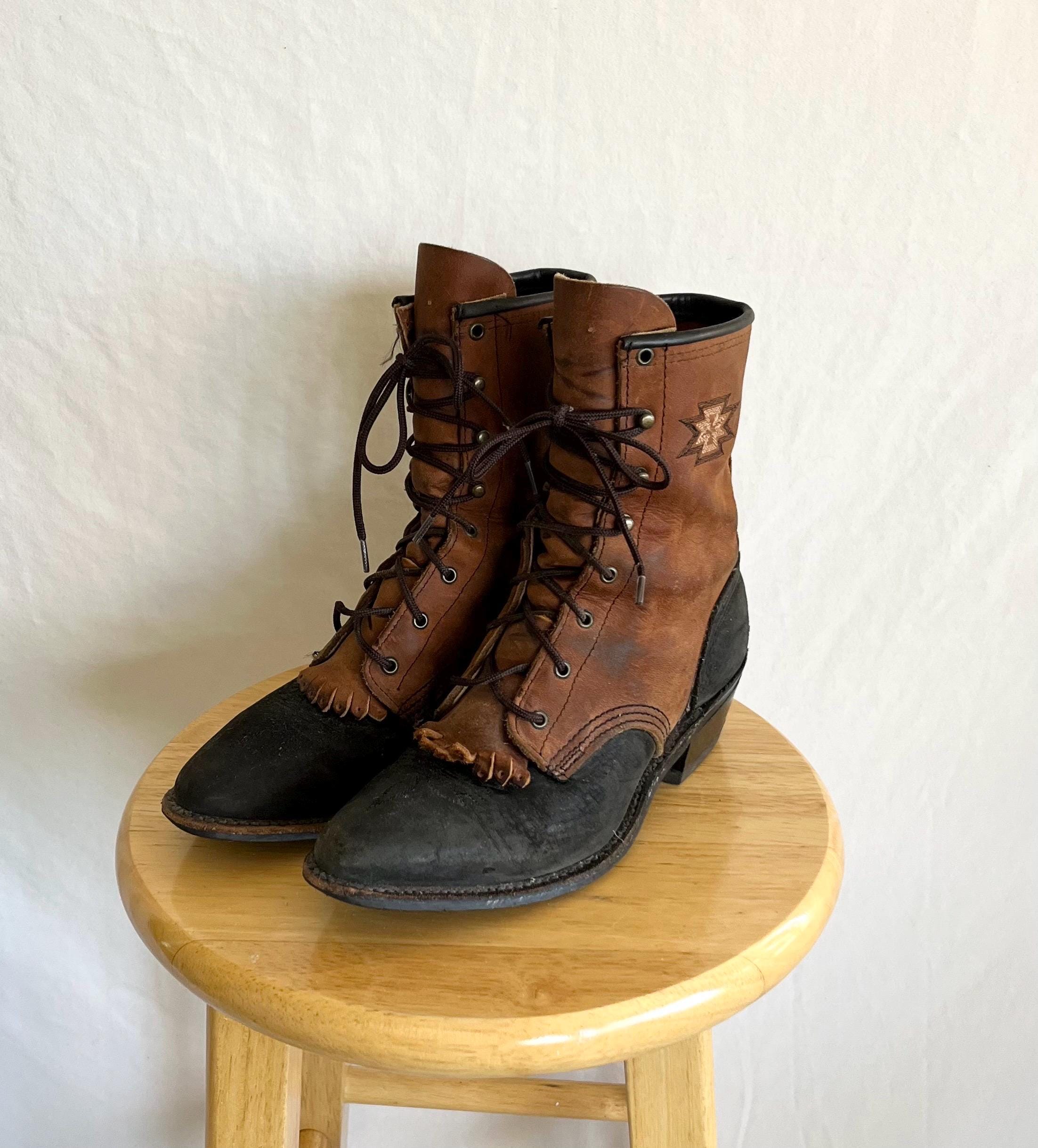 90s Lace up Boots - Etsy