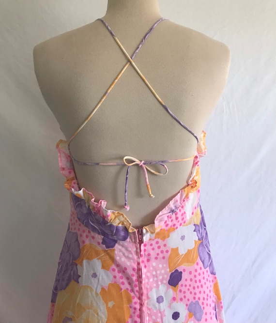 1970s Floral Maxi Dress - Sundress - Backless Dre… - image 7