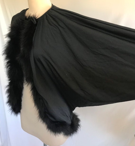 1960s BATWING Sleeve Robe - Marabou Feather Robe - Fl… - Gem