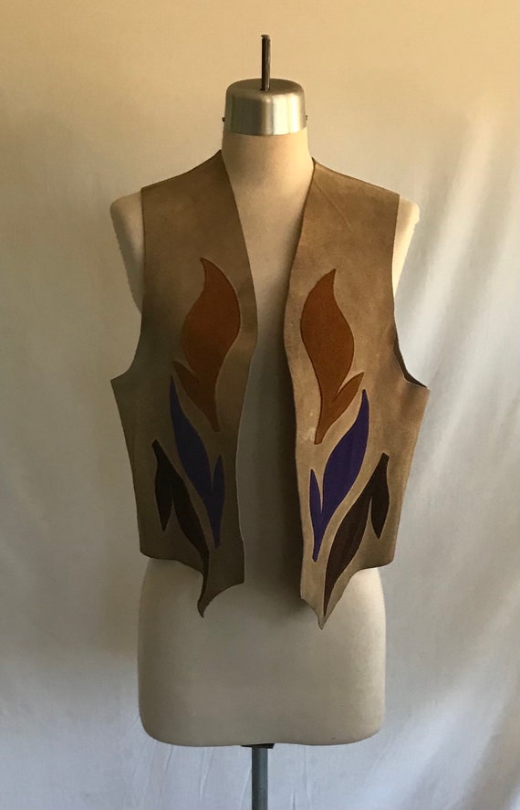 1960s Appliqued Leather Vest - Genuine Leather Ve… - image 5