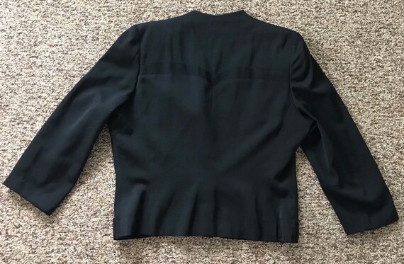 1940s Black Wool Gabardine Pieced Jacket - Art De… - image 6