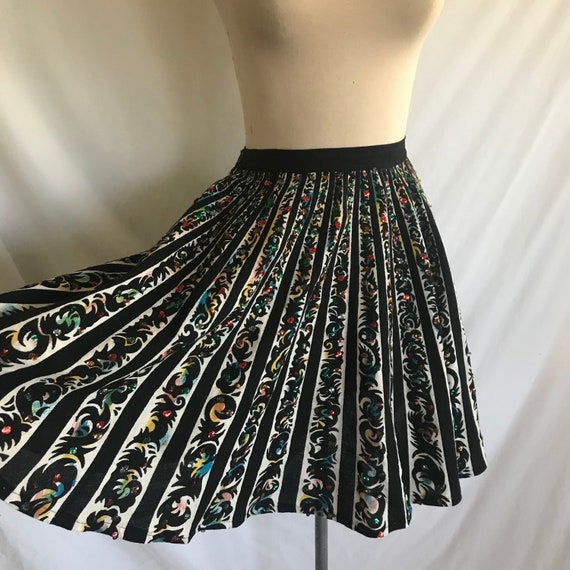 1950s MEXICAN Hand Painted Sequined Circle Skirt -