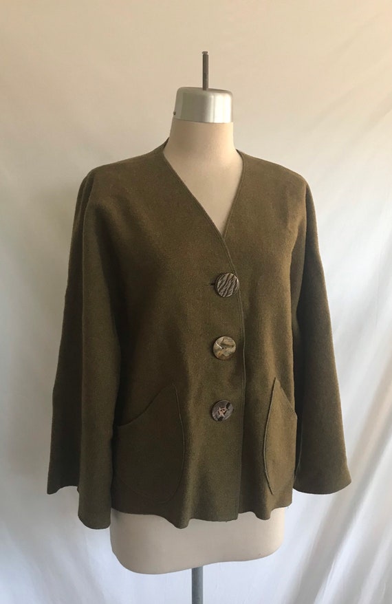 Vintage UPCYCLED Wool Army Blanket Jacket with Art
