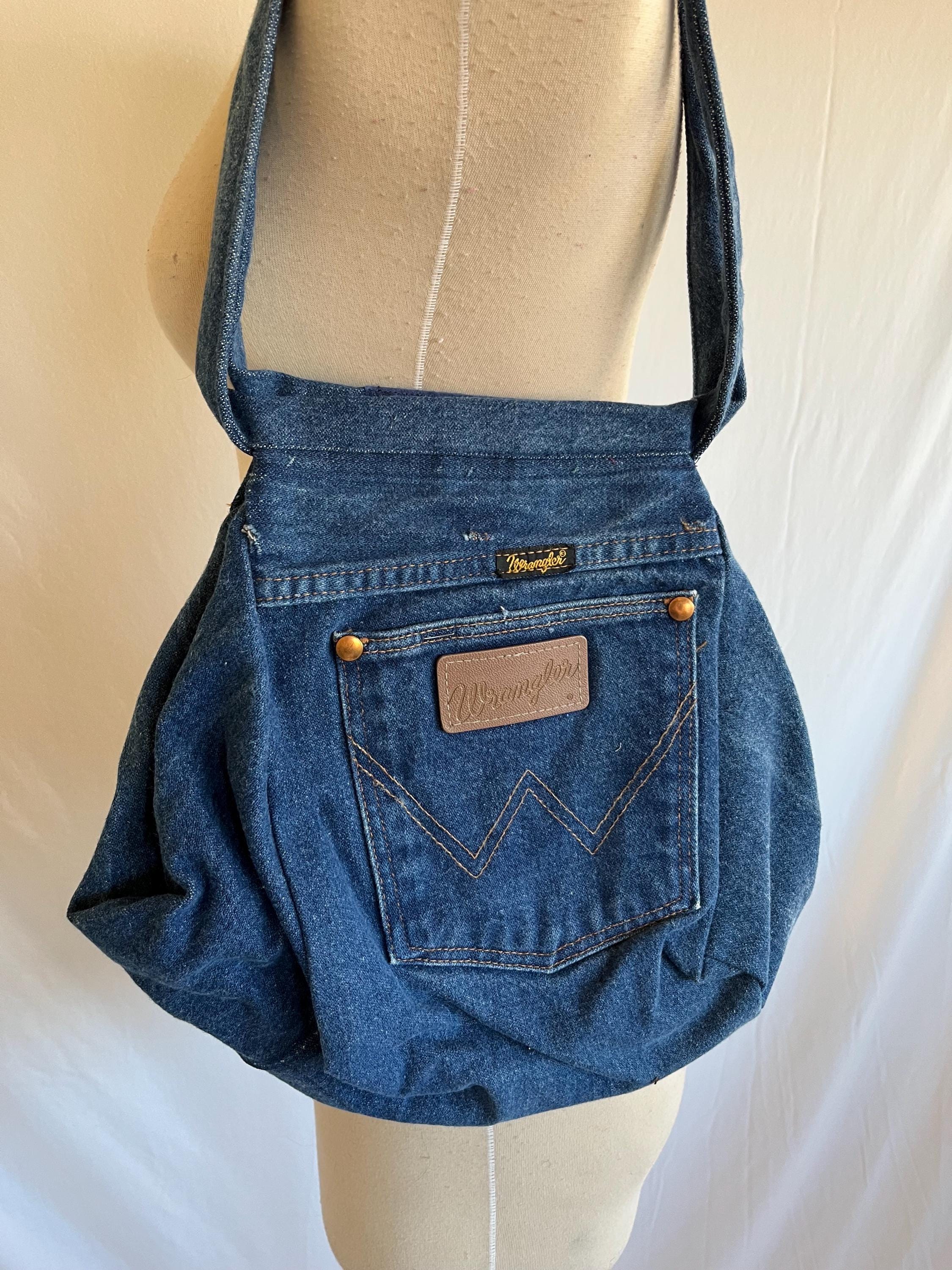 Sac à Bandoulière Upcyclé Wrangler - Denim Bleu - Occasion - Purse En Jean Recyclé