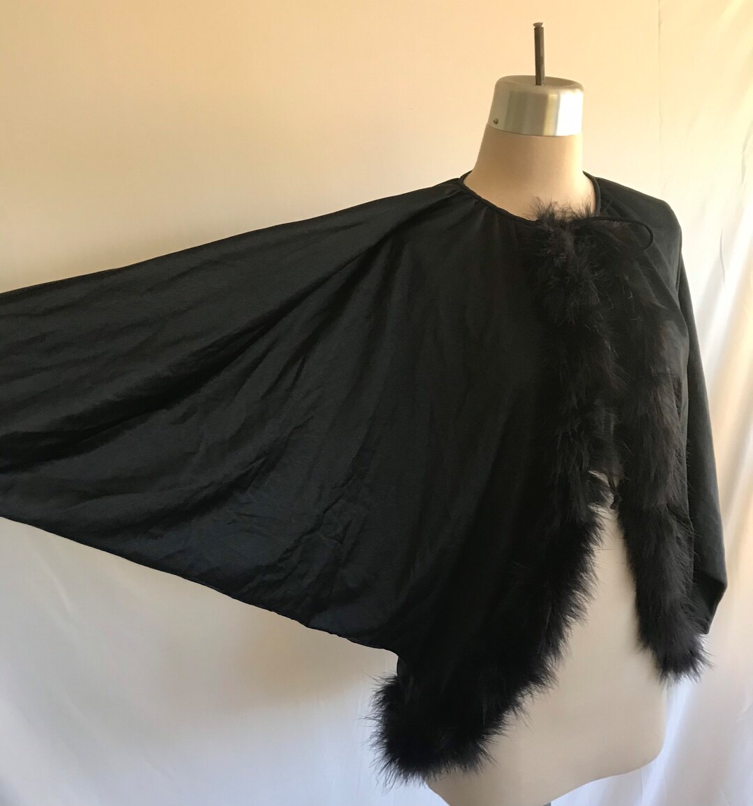 1960s BATWING Sleeve Robe - Marabou Feather Robe - Flapper Robe ...