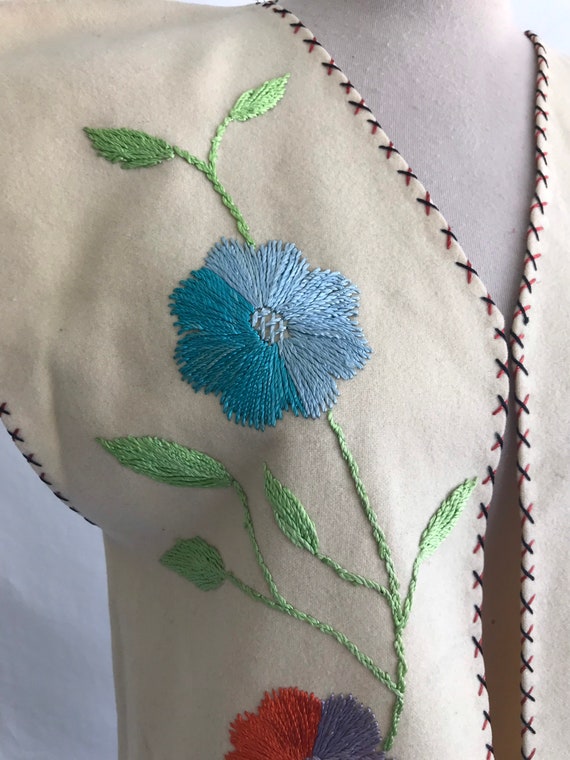 Boho Floral Embroidered Open Front Vest