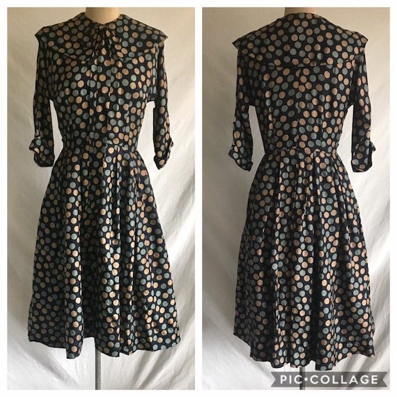 1950s Silk Polka Dot Zip Front Mrs Maisel Style Sh