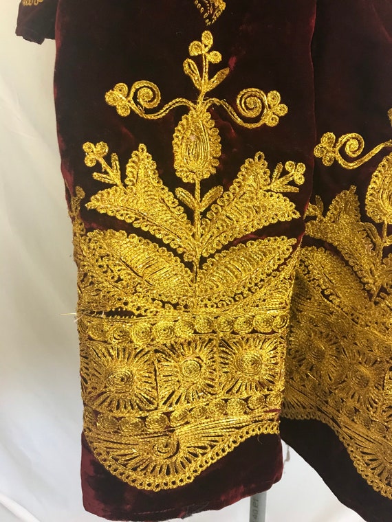 1970s Ornate Embroidered Velvet Dress - Boho Velv… - image 9