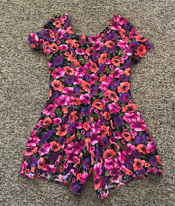 1980s Rayon Poppy Print Romper - Princess Seam Ro… - image 5