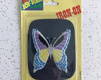 1970s NOS Embroidered Butterfly Iron On Joy Patch