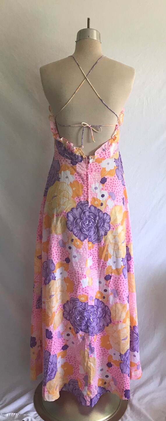 1970s Floral Maxi Dress - Sundress - Backless Dre… - image 10