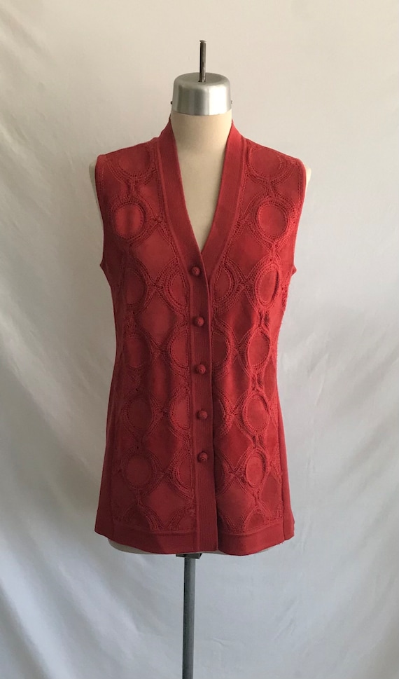 1960s Boho Patchwork Suede Leather Vest: Crochet … - image 3