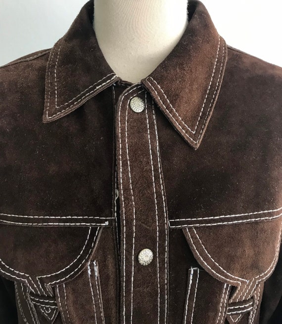 1970s MOD Dark Chocolate Genuine Suede Jacket - S… - image 5