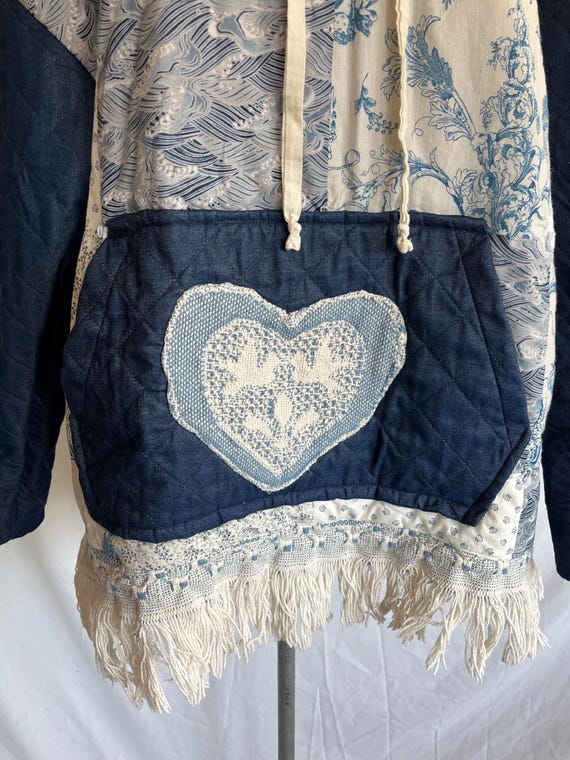 Upcycled Quilted Pullover Jacket: Handmade Patchw… - image 5