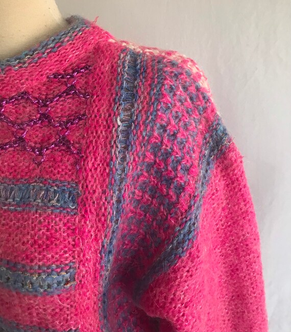 1980s HOT PINK Avant Garde Pullover Sweater - Ret… - image 5