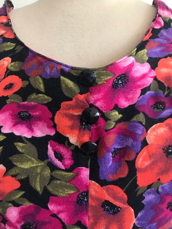 1980s Rayon Poppy Print Romper - Princess Seam Ro… - image 7