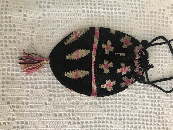 1920s Hand Crochet Art Deco Purse: Tassel Flapper Reticule (AS IS)