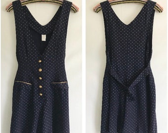 1980s Does 1930s Gold Star Printed Nautical Romper - 1930s Tap Pants - VLV - Swing Style Romper