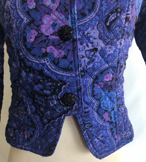 80's Quilted Velvet Floral Coat by Jon Woods main image 1