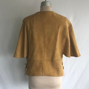 1960s Honey Suede Capelet Coat 60s Suede Coat Mod Suede Coat Space Age Jacket Boho Coat Cape Coat image 5